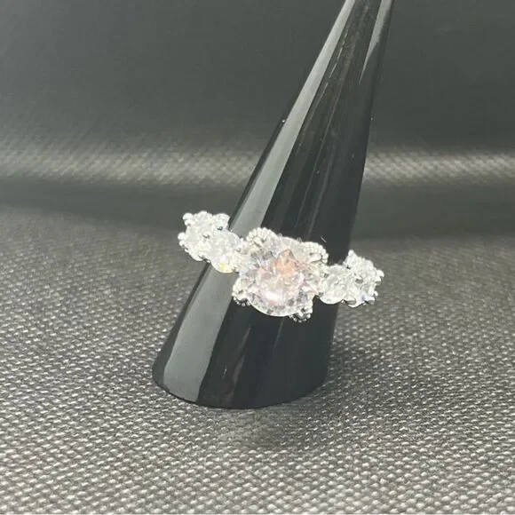 Sterling Silver Eternity Band with Round Cut Stones - Picture 2 of 4